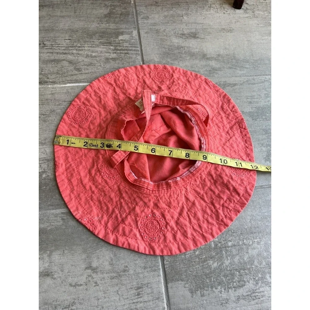 GIGGLE Healthy Happy Baby Pink Eyelet Cotton Beach Summer Sun Bucket Hat 6-12m